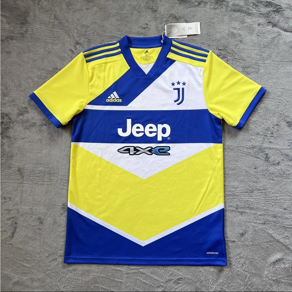 adidas 2021/22 Juventus FC Third Kit/Jersey - Yellow/Blue/White Size Medium